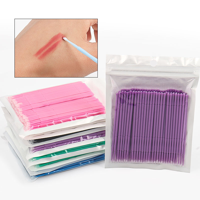 Lash Adhesive Glue - 100개/봉지 대나무 속눈썹 연장 클리닝 면봉