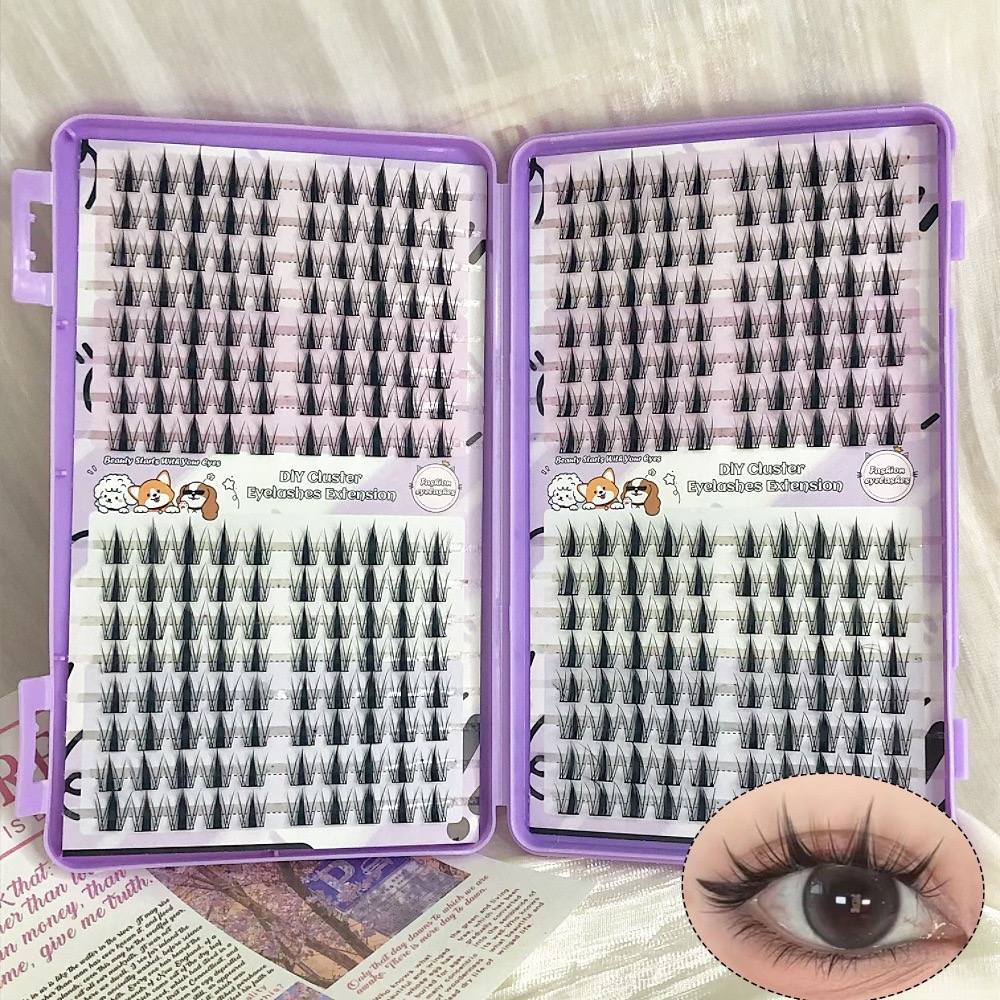 Eyelash Extension Japan - 만화풍 속눈썹 클러스터 샤프 320개, 13mm
