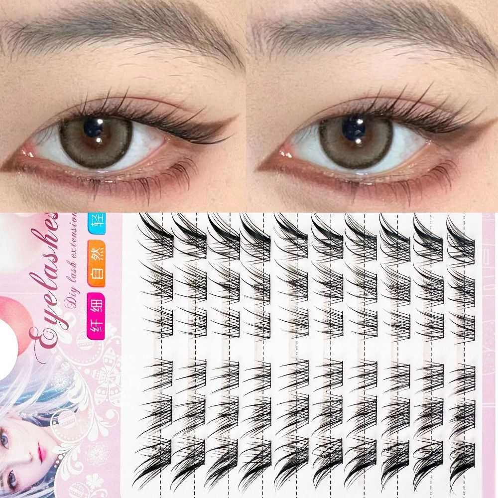 Eyelash Extension For Asian Eyes - 3D 캣아이 클러스터 속눈썹 내추럴 만화