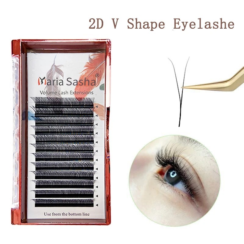 Eyelash Extension For Asian Eyes - MARIA 2D Y 모양 속눈썹 핸드