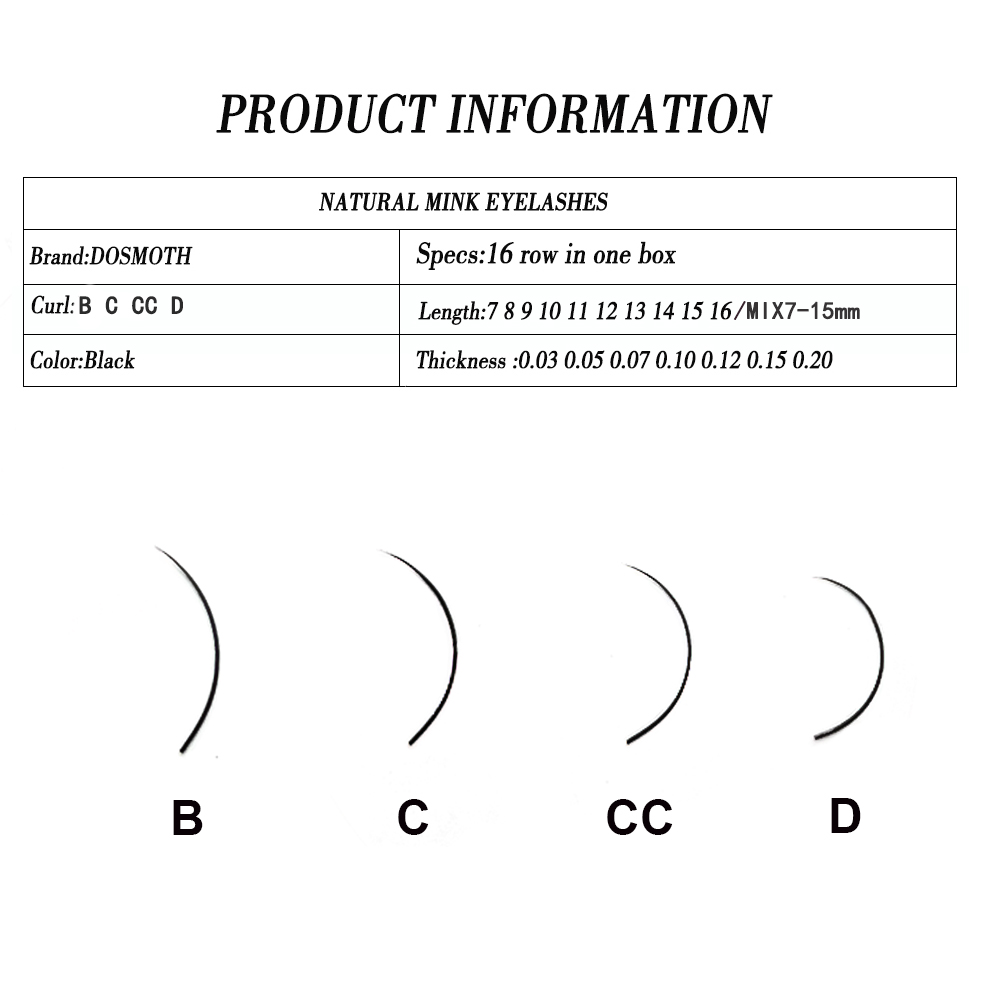 DOSMOTH 10 상자 16 행 7-16mm 밍크 속 - Eyelash Extension For Asian Eyes 리뷰 및 가격